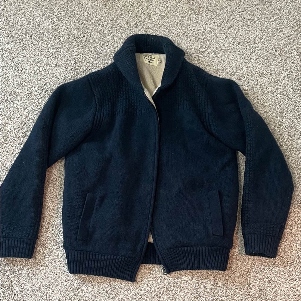 The Normal Brand Knit Wool Sherpa Lined Sweater Jacket